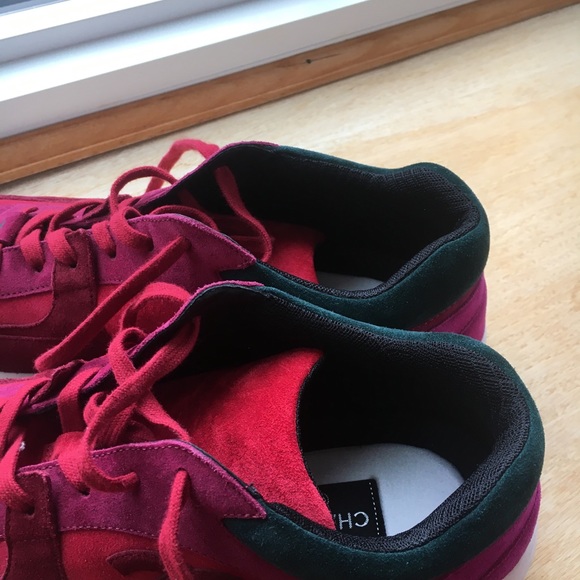 Chanel suede runners in a multi-colored maroon, burgundy and green. Size 13 US. - Picture 7 of 8
